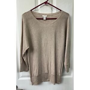 Chicos modal cotton wool blend tunic beige sweater size 2 Large